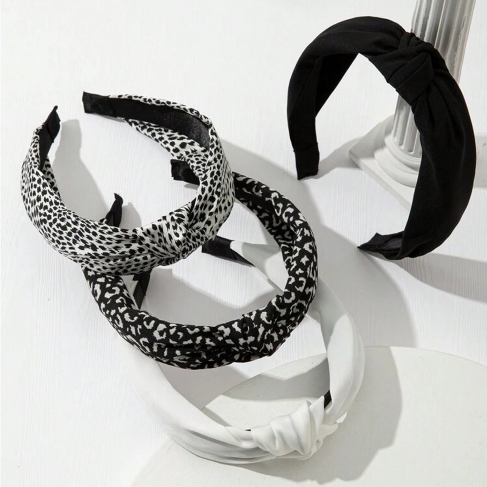 4-pack headbands black & white - Picture 3 of 4